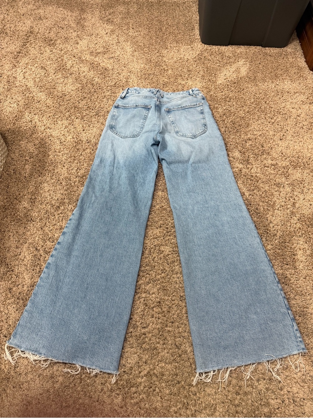 Good American Light Blue Wide-Leg Frayed Hem Jeans - Picture 2 of 3